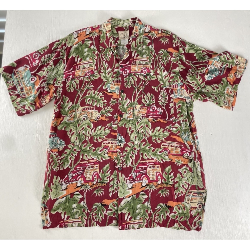 VTG Tropical Men's XXL Hawaiian Shirt Vintage Wagon Cars Surf Style Coconut USA - Picture 5 of 13
